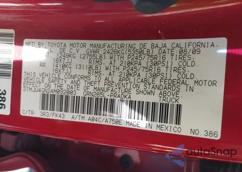 2010 Toyota Tacoma Prerunner V6 z USA, uszkodzony, nr VIN 3TMJU4GN2AM092003